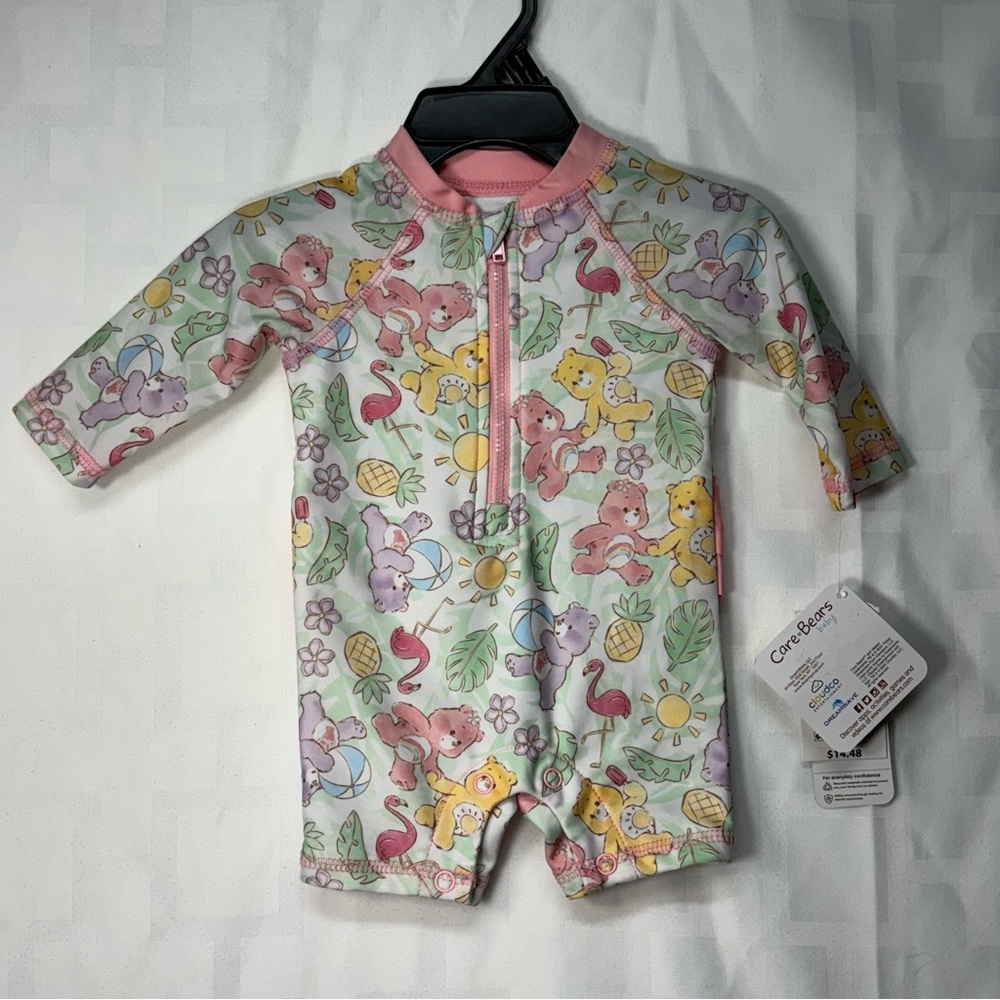 Care Bears Pink Bodysuit with Long Sleeves and Zipper